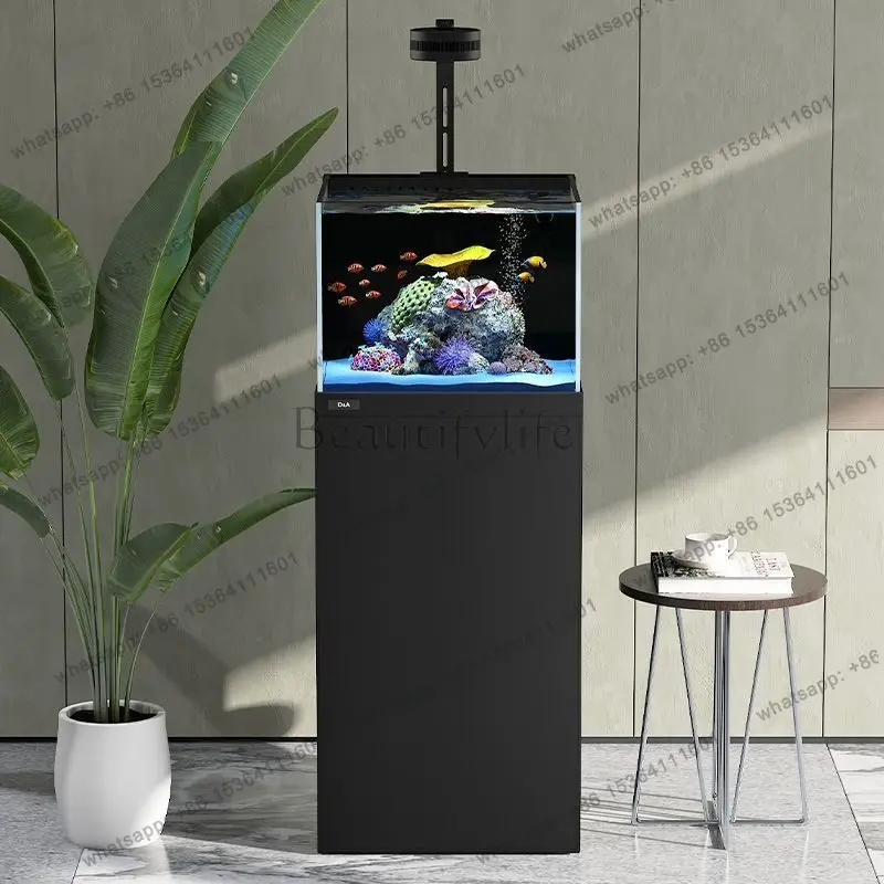Vertical square tank Small ecological fish tank Self-circulation water-free bottom filter Office landscaping aquarium