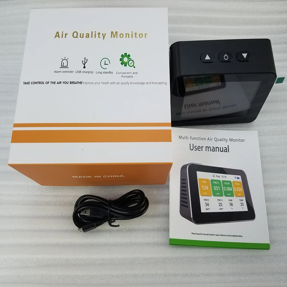 Hot Sale PM2.5 Desktop Air Quality Detector HCHO/TVOCAQI Gas Analyzer Indoor Air Quality Monitor with Dust Particulate Detection