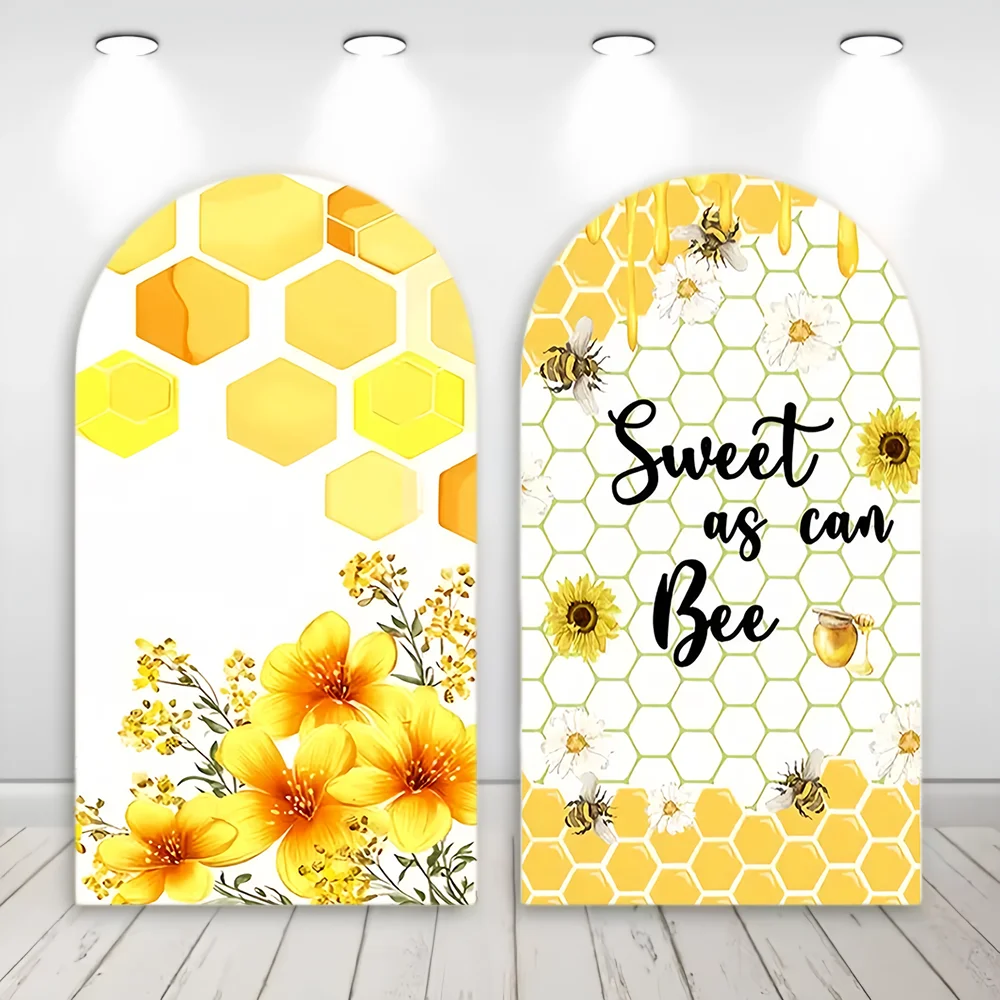 Honey Bee Theme Kids Birthday Photography Backdrop Arch Cover Baby Shower Party Decor Background Photo Photographic Studio Booth