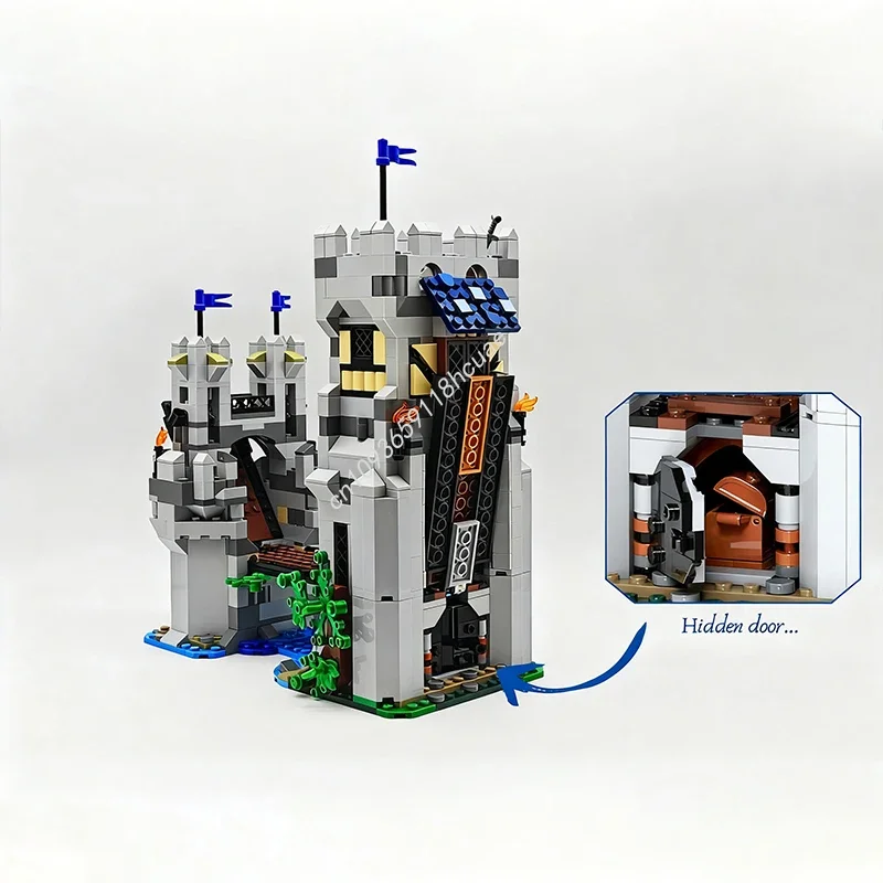 1074pcs MOC Horse Knight Drawbridge Castle Model Building Blocks Assemble Modular Toys Education Birthday Festival Gifts
