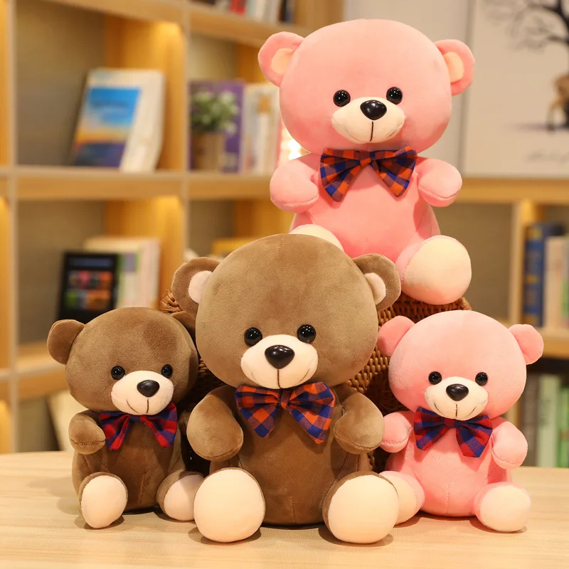 

18/28CM Cute Bow tie Bear Plush Toys Lovely Cartoon Holding Heart Bear Soft Animals Stuffed Dolls For Birthday Christmas Gift