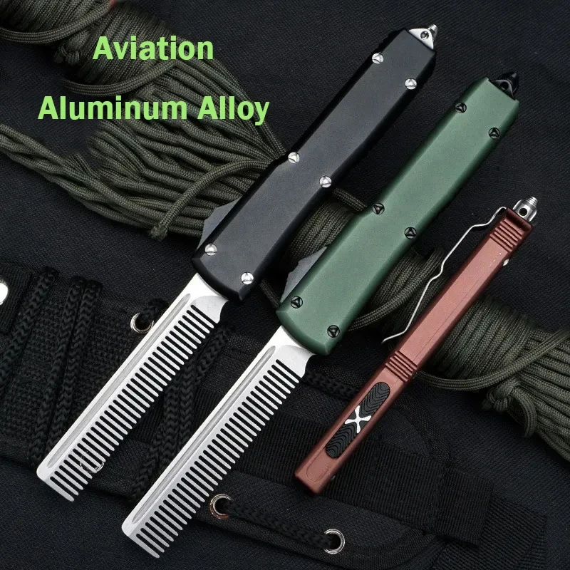 

Hot Aviation Aluminum Comb EDC Straight Jump Automatic Telescopic Creative Tool 420 Steel Comb Mini Portable EDC Tool