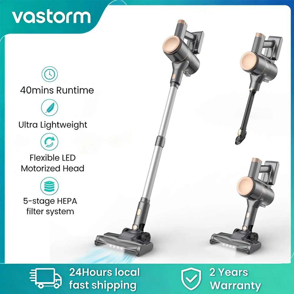 

Vastorm N8 Cordless Vacuum Cleaner Lightweight Stick Vacuum Powerful Suction Self-Standing Cleaner 2200mAh Battery for Carpet