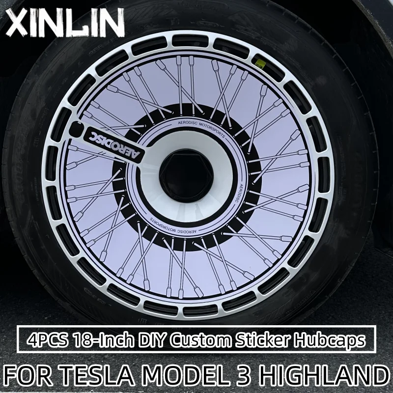 4PCS HubCap 18 Inch Performance Replacement Wheel Cap Automobile Full Rim Cover Accessories for Tesla Model 3 Highland 2023 2024