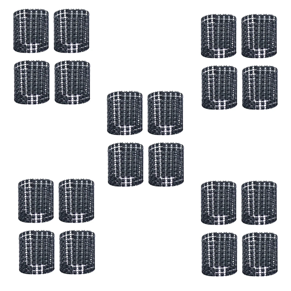 

30 PCS Wedding Party Decorations Napkin Ring Holder Fashion Buckle Crystal Black
