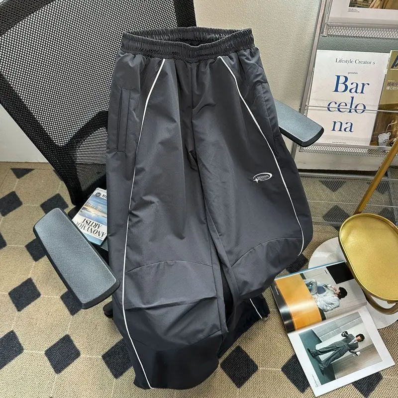 

Assault sweatpants men's loose straight American retro sports casual wide-leg drawstring paratrooper pants Harajuku casual retro