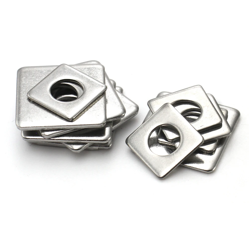 304 Stainless Steel Square Flat Washer DIN436 Thickened Shim Gasket M3-M20 Metal Ring For Curtain Wall Hardware