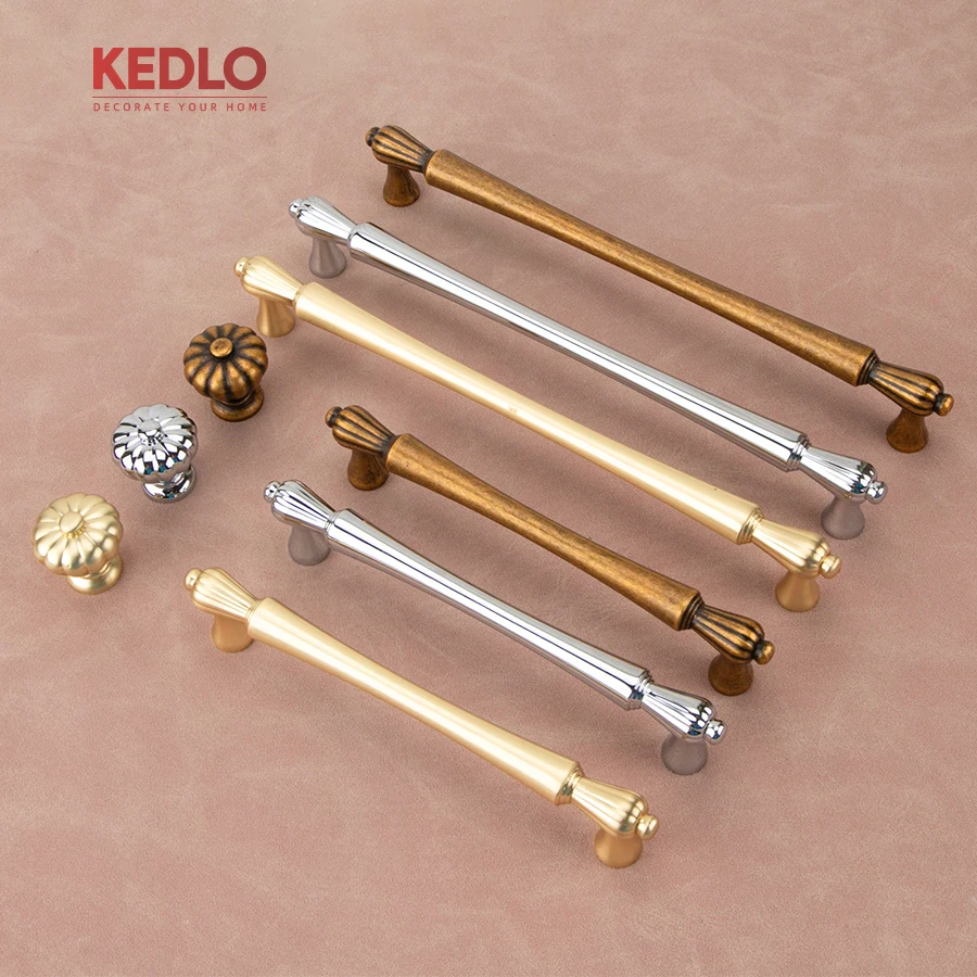 KEDLO modern minimalist brushed gold handle kitchen cabinet antique brass knob drawer integrated die-casting handle