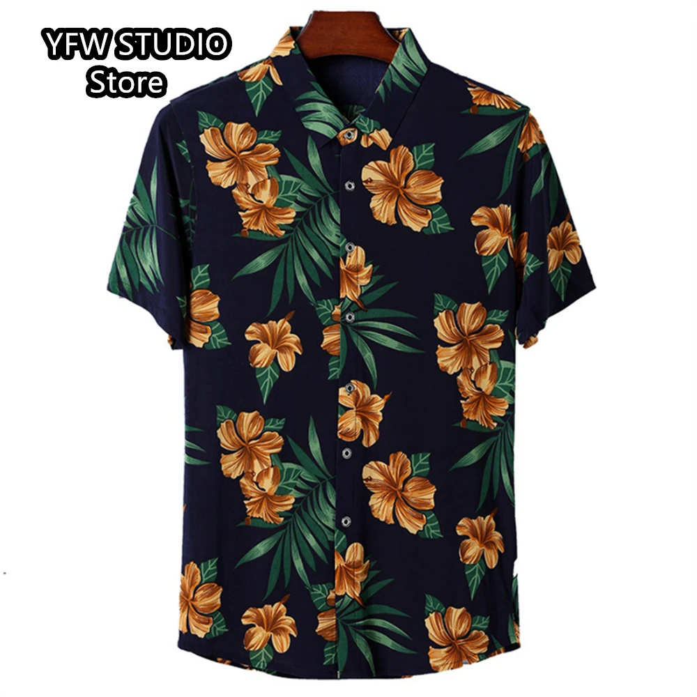 Hawaii Tropischer Stil Papageien-Druck Kurzarm Aloha-Hemden Kubanischer Stil Sommer Plus Size Lässige neue Herrenhemden – Detail 12