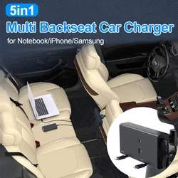 65W Multi Car Retractable Backseat Car Charger 5in1 Charging Station Box Cigarette Lighter Adapter for Notebook/iPhone/Samsung