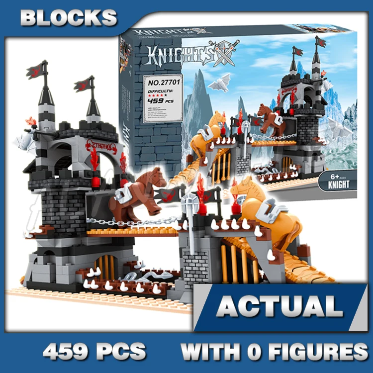 459pcs Medieval Knights Kingdom Drawbridge Tower Defense Citadel of Orlan 27701 Building Block Sets Compatible With Model