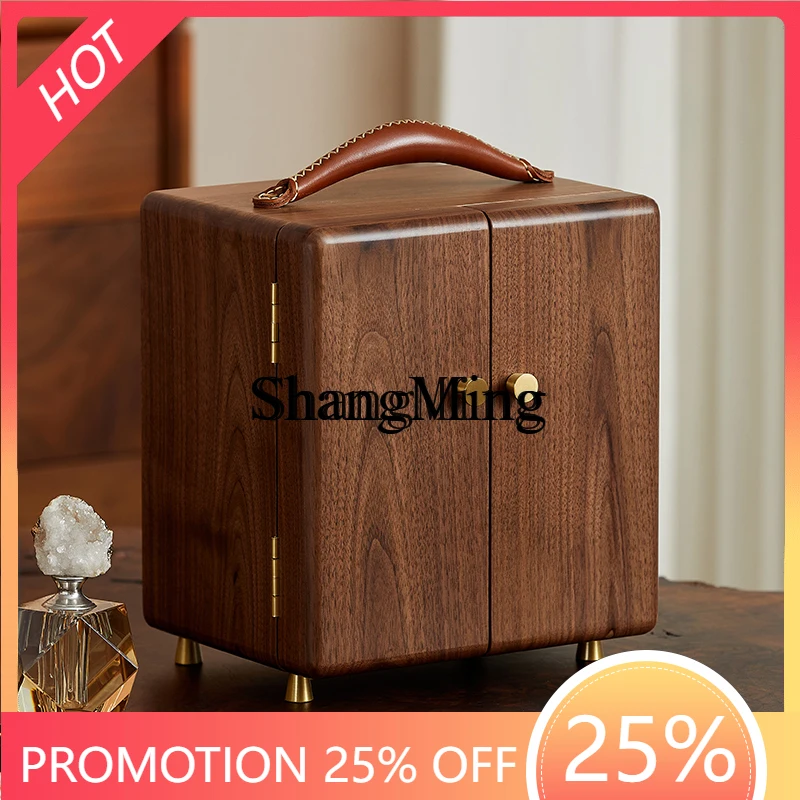 

ZYY black walnut jewelry high-end exquisite large-capacity earrings, stud earrings, necklace, jewelry storage box.