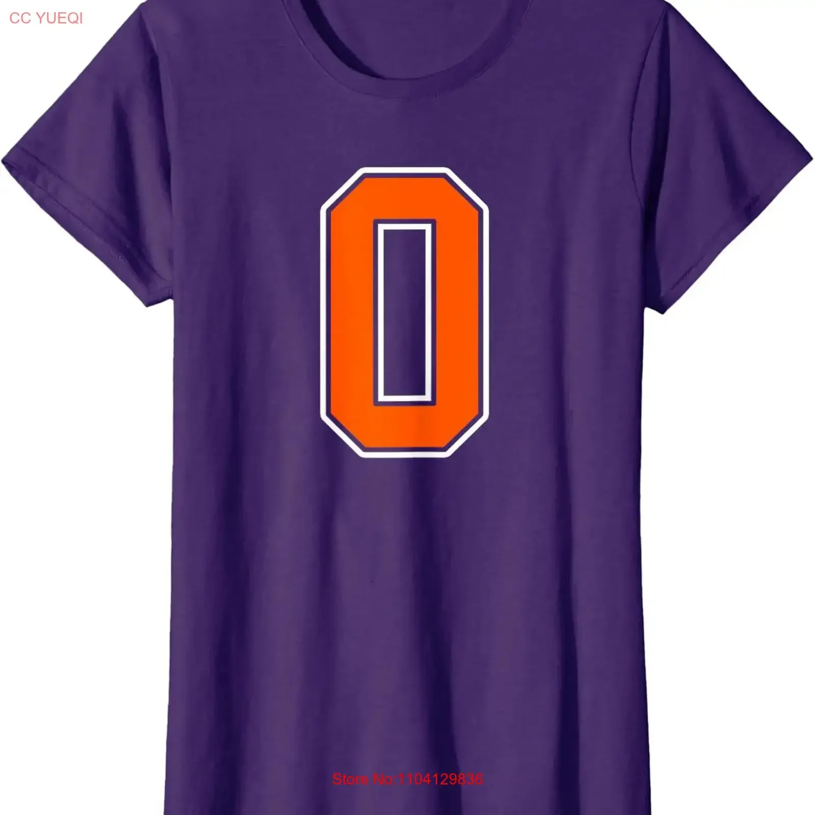 Orange White Number 0 Jersey Player Uniform Ladies' Crewneck T Shirt vintage Washed Unisex Breathable designer clothes