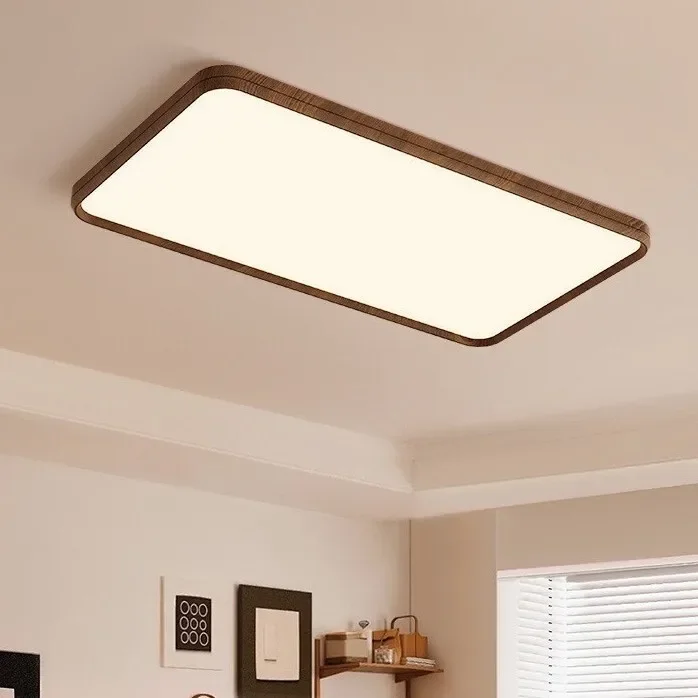 Lámpara de techo Retro de madera estilo Wabi Sabi, luz de techo LED ultrafina Vintage para sala de estar, dormitorio, accesorios minimalistas