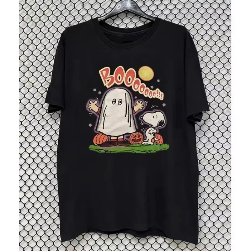 

Donald Duck Halloween Horror Anime Printed T-Shirt Summer New Disney Ladies Plus Size Y2K Holiday Gift Loose Short Sleeve Top
