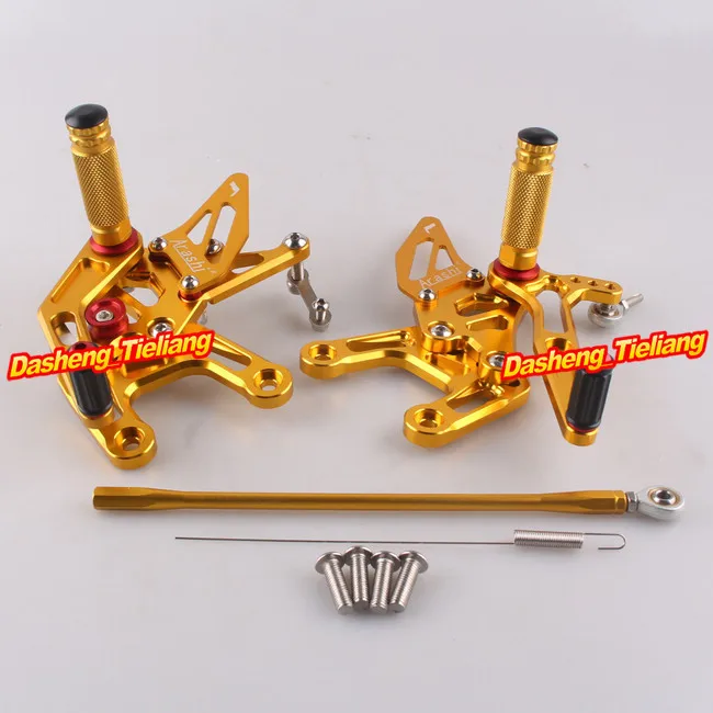 Adjustment Rider Motorcycle Footrests Alloy Rearset Rear Footpeg Foot Rests Gold For Kawasaki Ninja ZX10R  ZX 10R  Ninja  2015