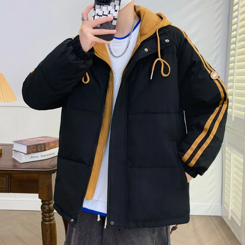 

Мужская зимняя утепленная куртка из хлопка с капюшоном на молнии, модная, молодежная, из полиэфирного волокна, приталенного кроя, с множеством карманов
