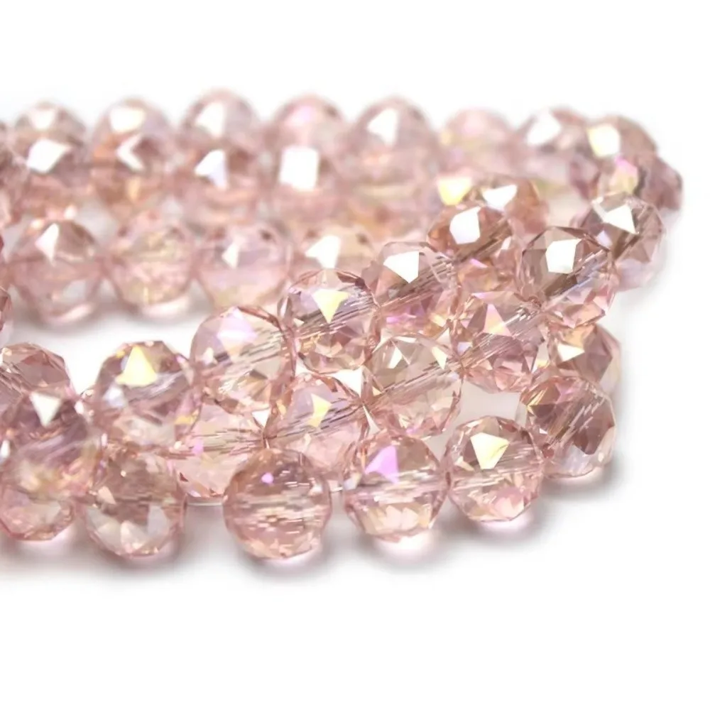 6/8/10mm Sizes Faceted Glass Beads Pink Blue Plating Clear Crystal Earth Beads 96-faceted Faceted Cut Style Loose Spacer Beads
