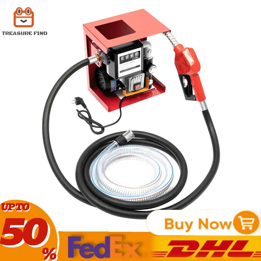 Diesel Pump 230V with Automatic Fuel Gun/Counter/4m Hose Self-priming Oil Pump 60 L/min Premium Fuel Pump