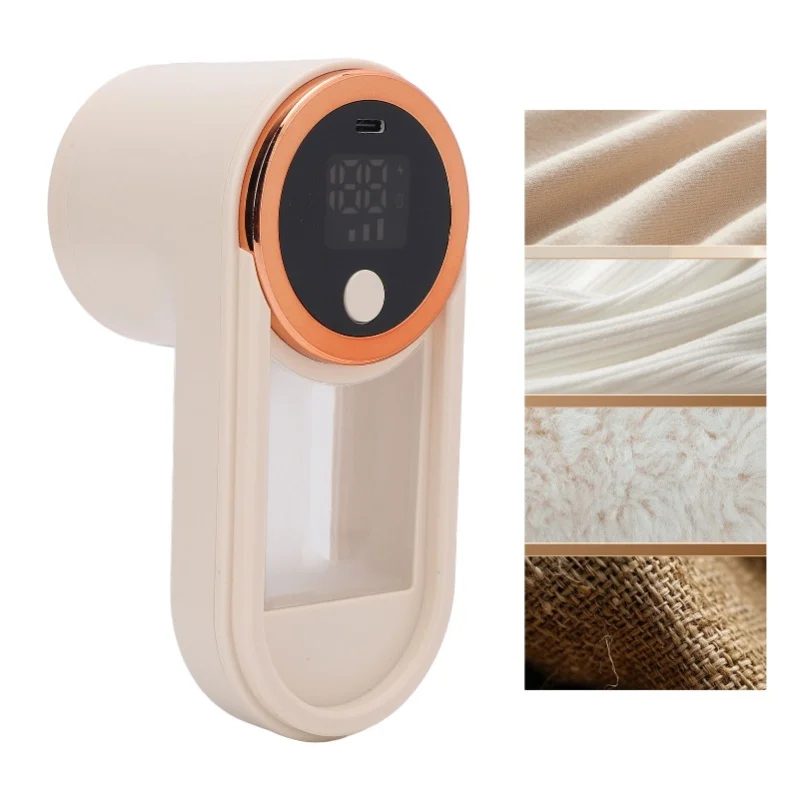 3 Gears Fabric Lint Shaver Type C Rechargeable LED Display Beige For Clothes Remover