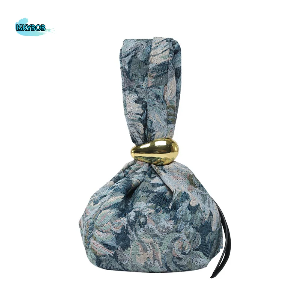 

Simple Cute Printed Knot Wrist Bag Storage Bag Purse Leopard Print Handbag Fashion Korean Makeup Bag Student