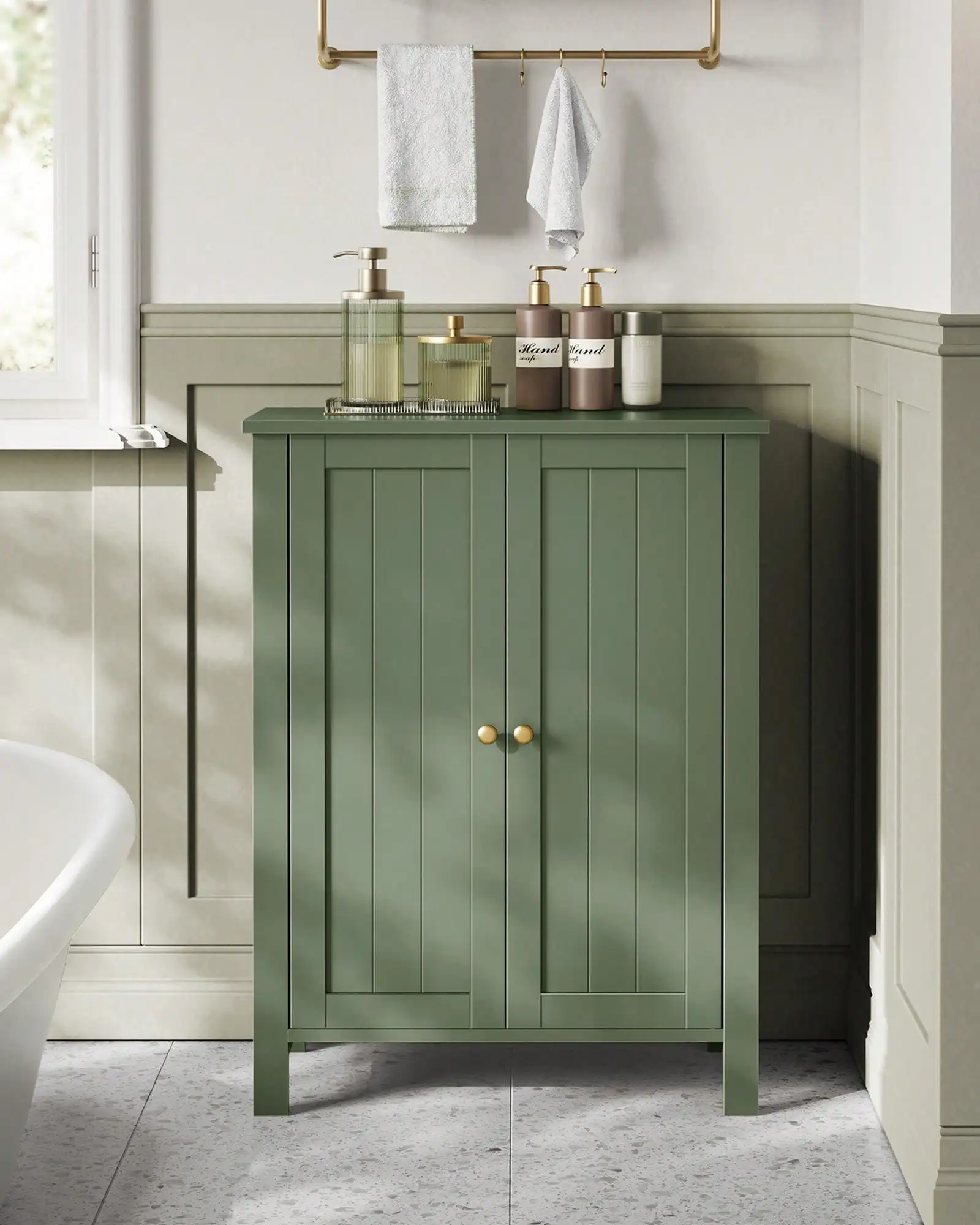 VASAGLE Bathroom Floor Storage Cabinet, Bathroom Storage Unit With 2 Adjustable Shelves, Bathroom Cabinet Freestanding, 11.8 X 23.6 X 31.5 Inches