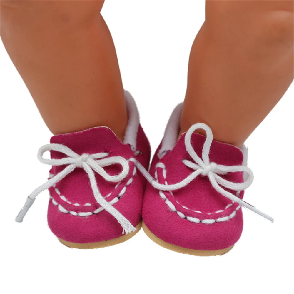 PU 7cm Shoes Fit 18 Inch American And 43cm New Born Baby Doll Cloth Shoes Accessories For Our generation Girl\'s Doll