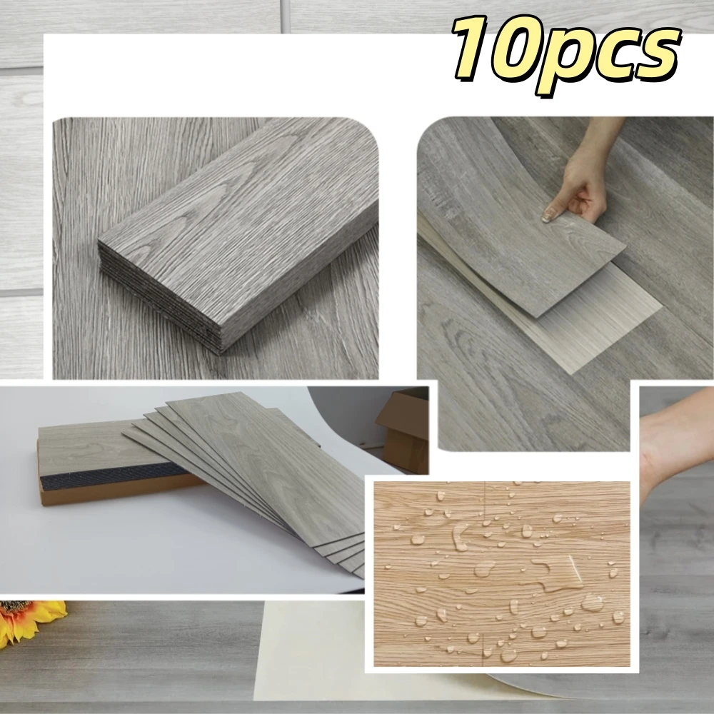 10 قطعة 40cmX15cm ملصقات أرضية ملصقات جدار مقاوم للماء ذاتية اللصق سميكة بولي كلوريد الفينيل الخشب الحبوب ملصقات أرضية