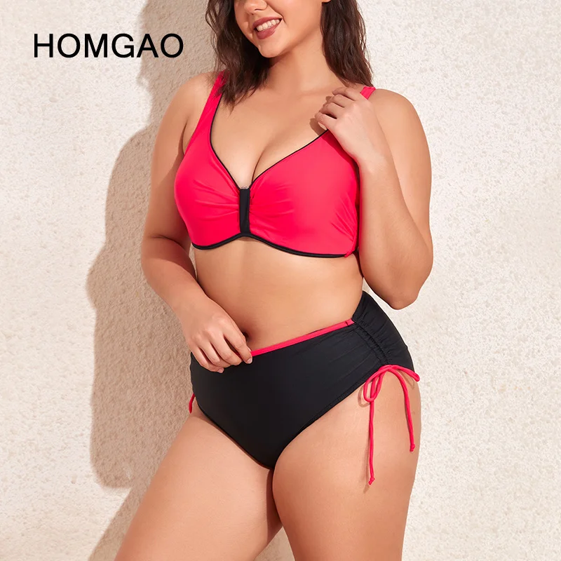 HOMGAO Sexy High Waist Swimsuit Women 2023 Bikini Set Push Up Plus Size Two Piece Bikinis Beach Bathing Suits Female Set Biquini