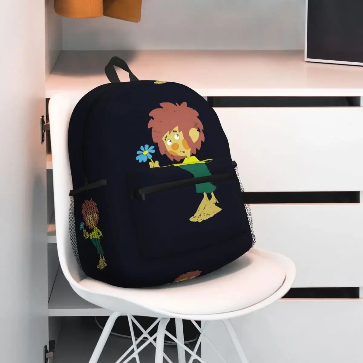 Pumuckl Blume Figur 1983 Student Backpack School Bag Hiking Travel Daypack for Men Women Fashion Bookbag Shoulder Bags