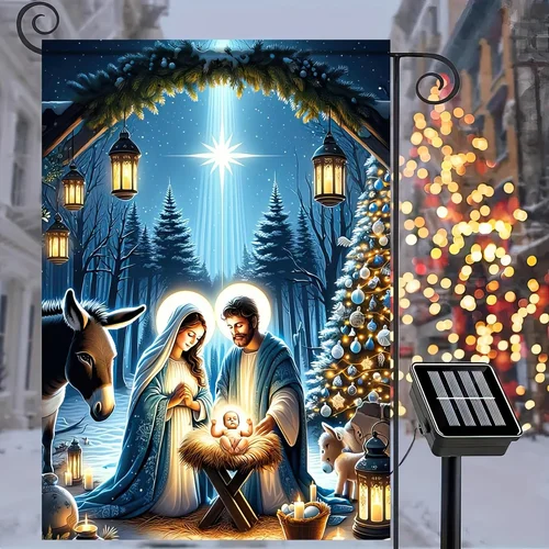 Christmas Garden Flag Winter Nativity Scene Garden Flag Double Sided 12X18 Flag JJE DDI GGX