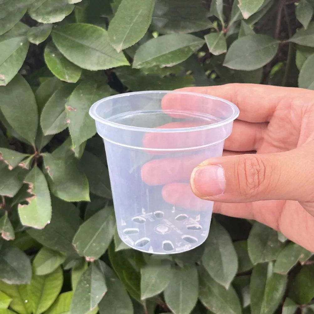 40Pcs Seedling Nursery Round Transparent Plastic Orchid Pot 3 Inch Drainage Hole Clear Planters Indoor Outdoor