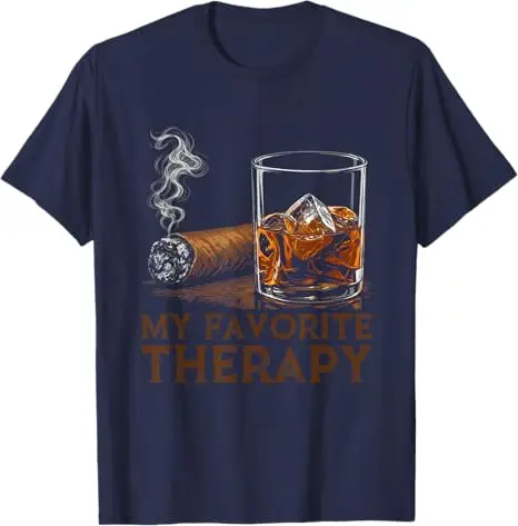 Mein Lieblings-Therapie-T-Shirt für lustige Zigarren- und Whiskey-Liebhaber, Y2k-Herrenmode, Nachtclub, Bar, Streetwear, Kleidung, Lifestyle-T-Shirt – Detail 5