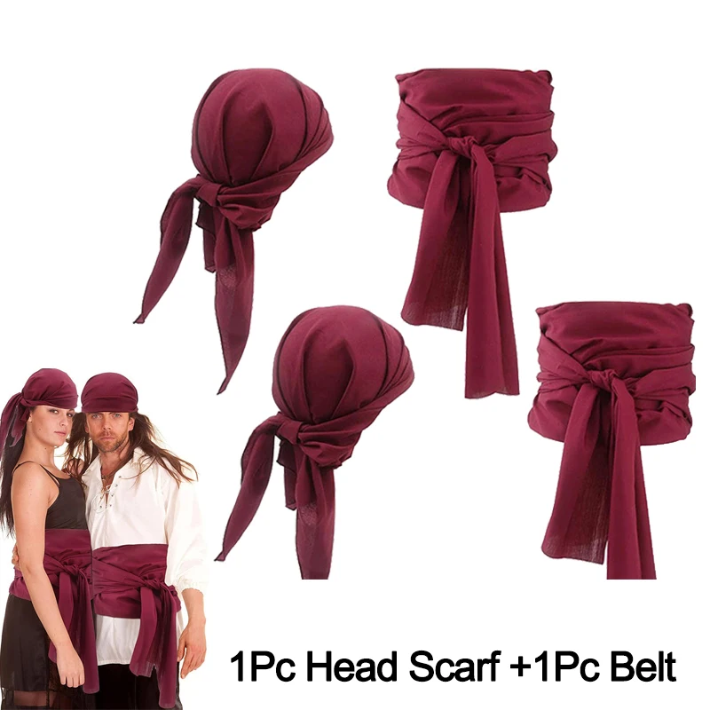 القراصنة تأثيري حلي قبعة وشاح الرأس حزام القرون الوسطى عصر النهضة خمر القراصنة النساء الرجال عقال حزام خصر هالوين جديد