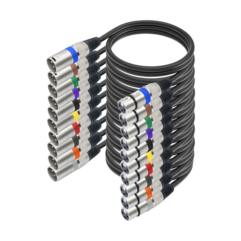 

APPLIA-10 шт. DMX512 XLR кабель «папа-мама» аудиокабель 3-контактный DMX-кабель для микрофона, микшера, усилителя 1,5 м