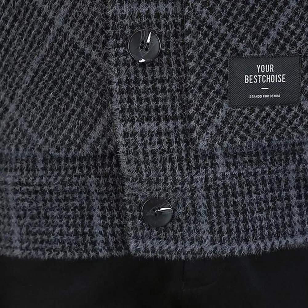 Men Autumn Jacket Plaid Print Men Cozy Fleece Jacket Plus Size 2024 Plaid Pattern Single-breasted Chic Winter Fleece Jacket