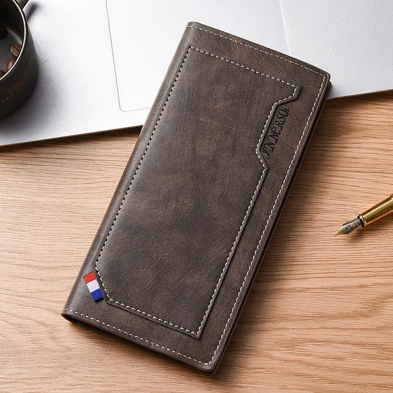 

Men's Wallet Long Fashion PU Leather Card Holder Multifunctional Wallet for Men Slim Mens Phone Wallet with Zipper Coins Pocket