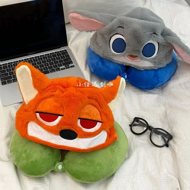 New Lovely Judy Hopps Nick Wilde U-shaped Pillow Hat Office Lunch Break Cartoon Hat Travel By Car Sleep Plush Couple Pillow Gift