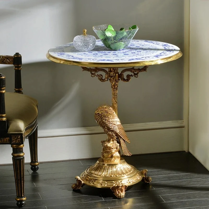 AAFrench Luxury High-end Art Deco Coffee Table Living Room Round Bird Corner Table