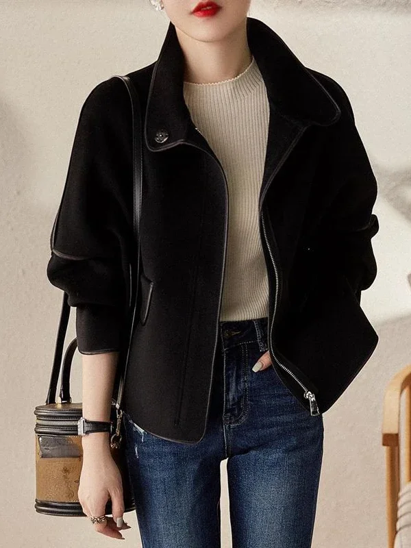 New Winter Coat for Women Casual Zipper Versatile Jackets for Women Stand Collar Loose Wool Fashion Women\'s Demi-season LJ46