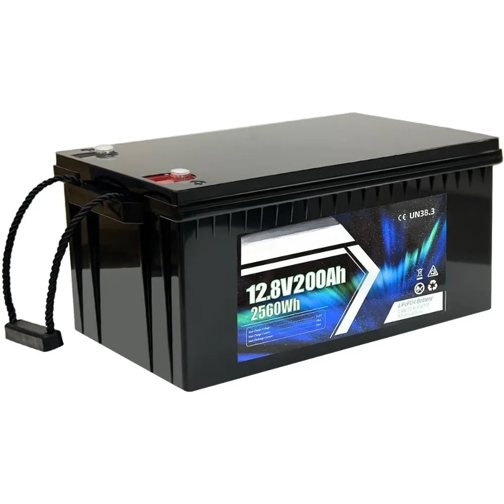 12V 200Ah LiFePO4 Battery Built in 200A BMS, 4000+ Deep Cycle Battery, 2560Wh Lithium Batteries 12V for RV, Camping