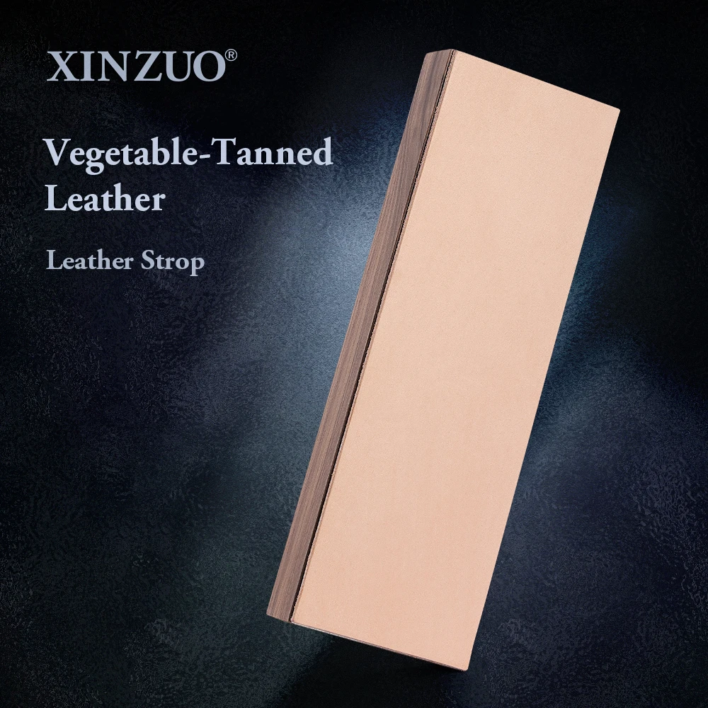 XINZUO Leather Strop Board Walnut Wood 225×75×30mm Knife Sharpening Stropping Block for Chef Kitchen Knife Polishing Deburring