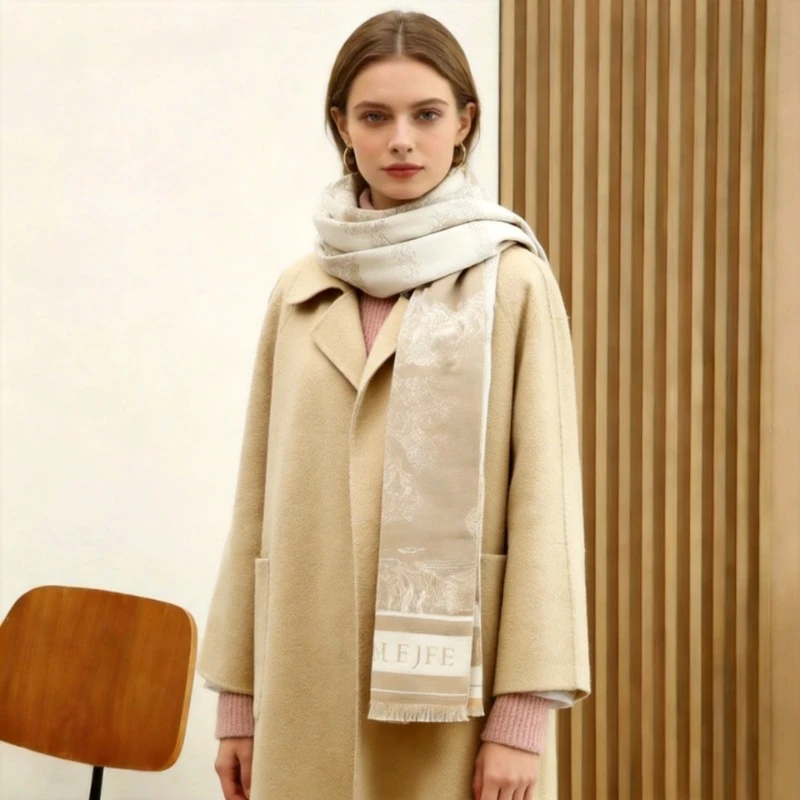 

Шарф из имитации кашемира с жаккардовым пейзажным рисунком, длинный, модный, утепленный, для офиса и помещений с кондиционером