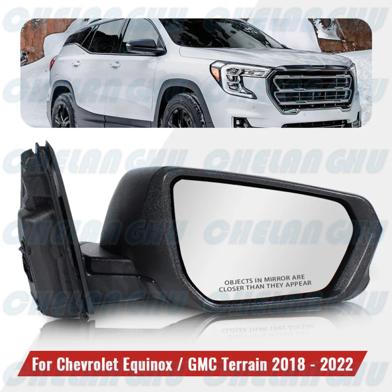 For Chevrolet Equinox/GMC Terrain 2018 2019 2020 2021 2022 Right Side 5Pins Satin Black Mirror Assembly With Heated Power Adjust