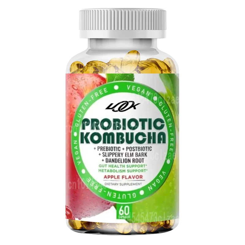 Probiotic Kombucha Gummies - Promote Intestinal Health, Bloating, Metabolic Support - Vegetarian Gluten Free Apple Flavor