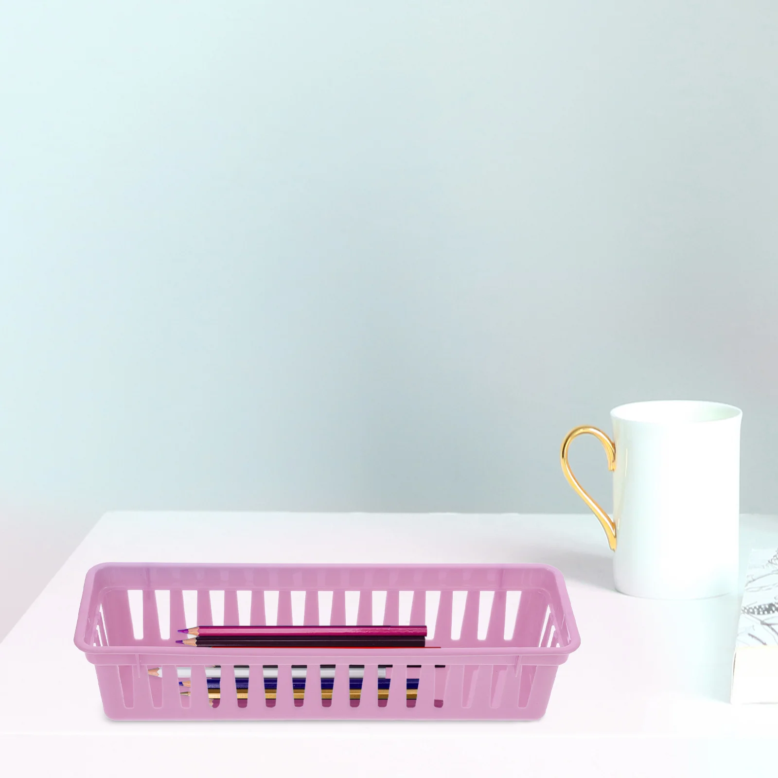 12pcs Plastic Pencil Organizer Bins For Desk Classroom Storage Stationery Holder Pen Basket Tray Office Study Organizer