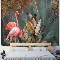 Palm Tree Tapestry Wall Hanging Tropical Leaves Flowers Pattern Beach Wall Tapestry Animal Backdrop Home Decor Wall Hanging