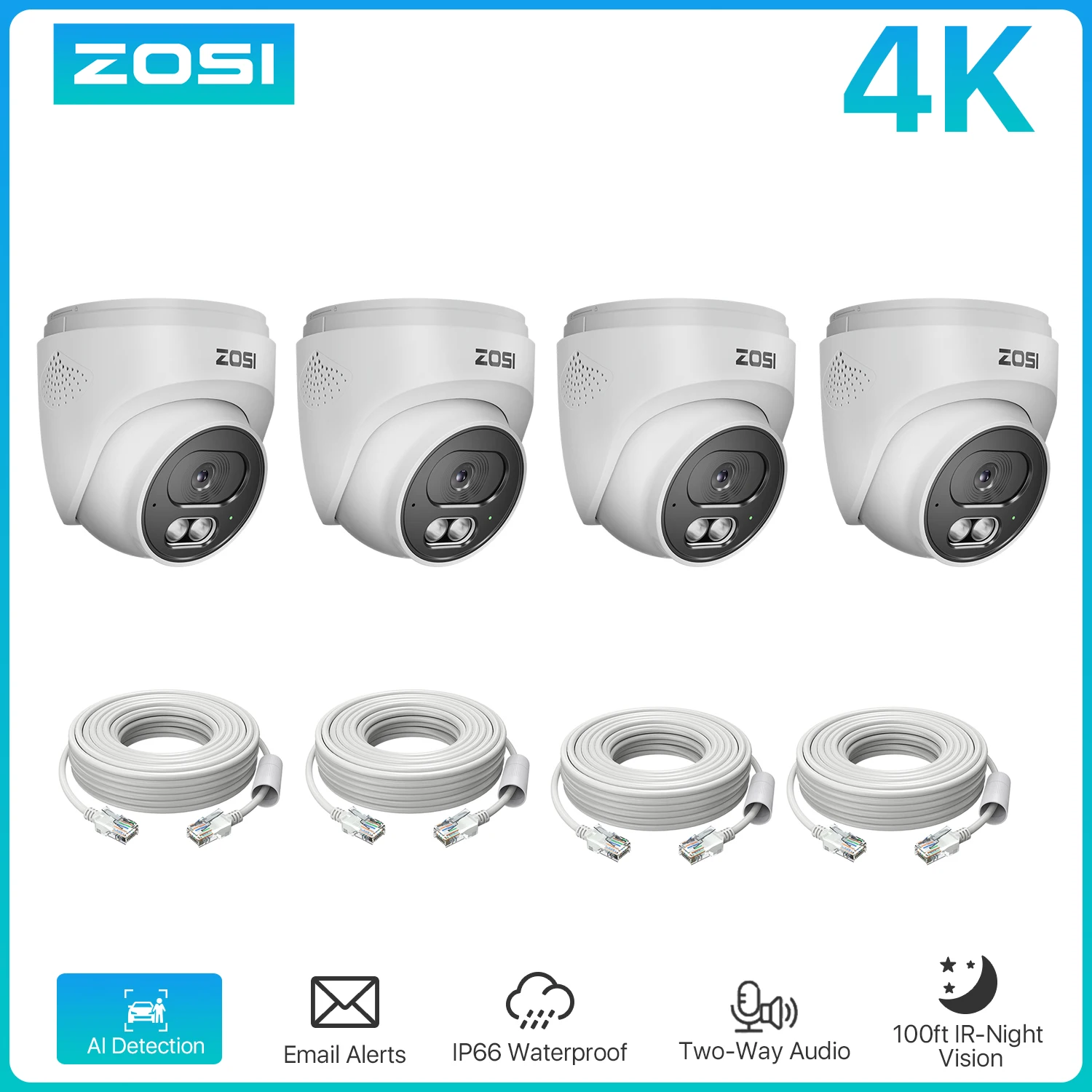 ZOSI C220 4K 8MP Zusätzliche PoE IP-Kamera für Innen- und Außenbereich, Überwachungskamera für Zuhause