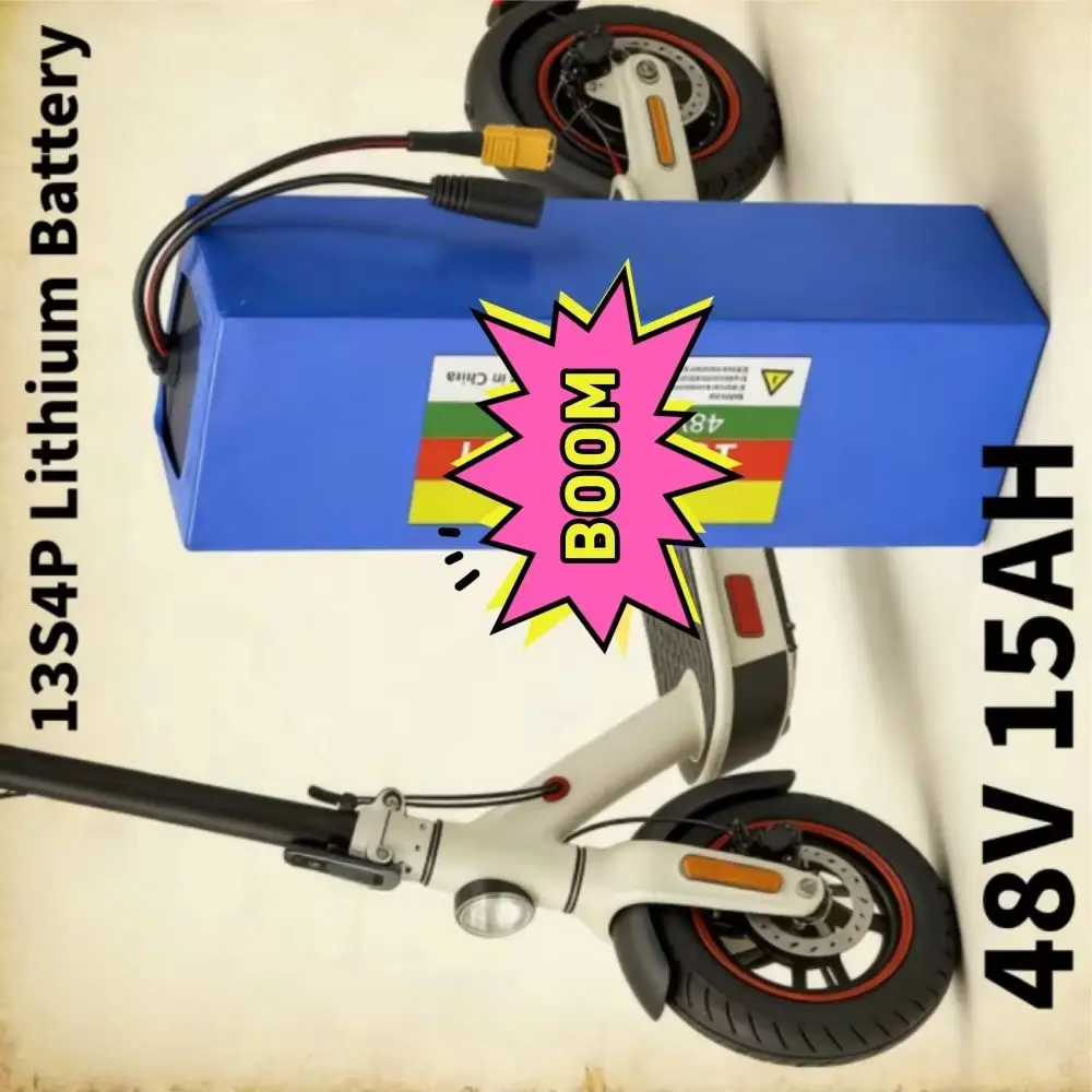 

48V 15Ah High-Power Lithium Battery Pack 13S4P Configuration 18650 Cells for 800W Electric Scooter/Car/Vehicle