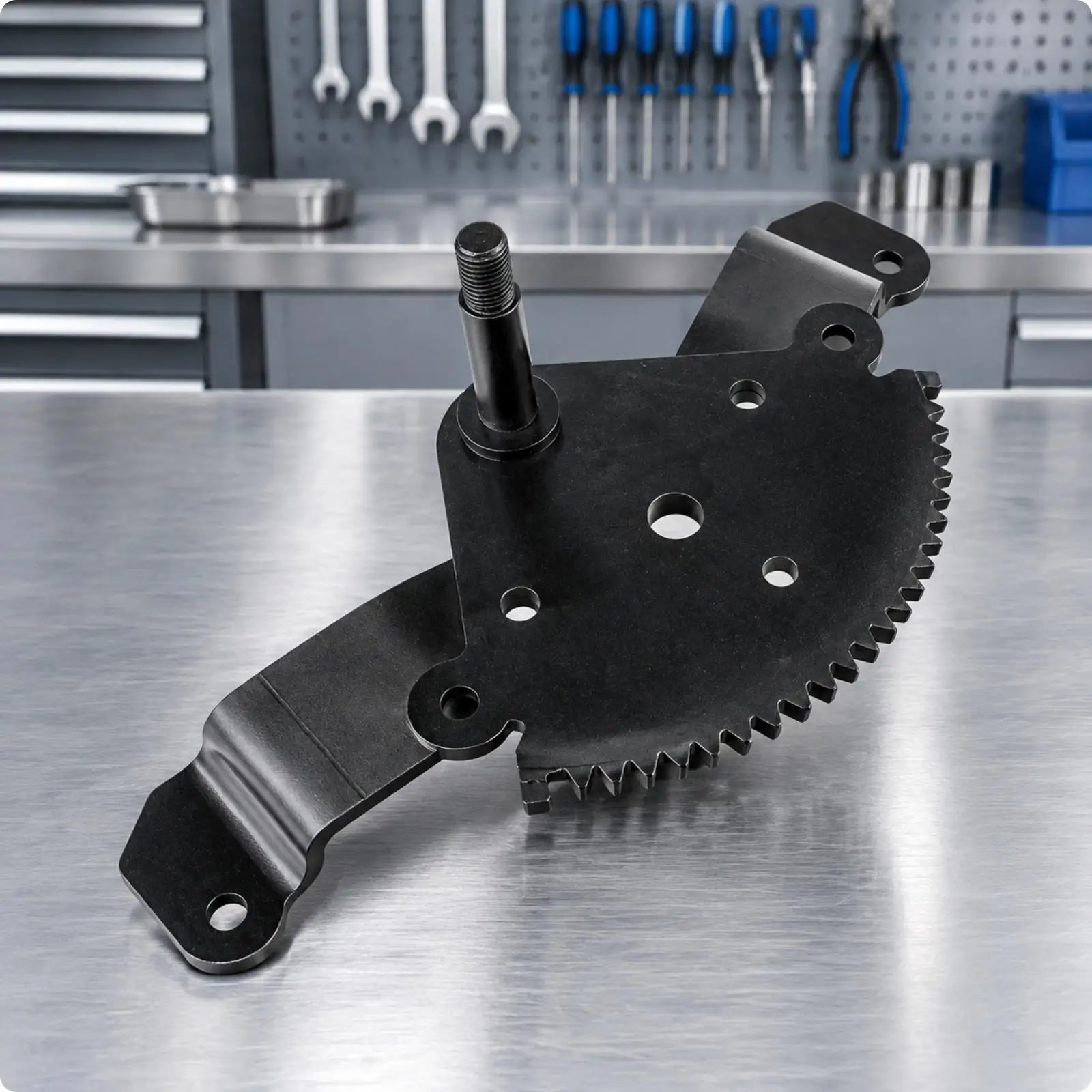 Black Metal Sector Gear Assembly for Equipment Repair, Restoration Work